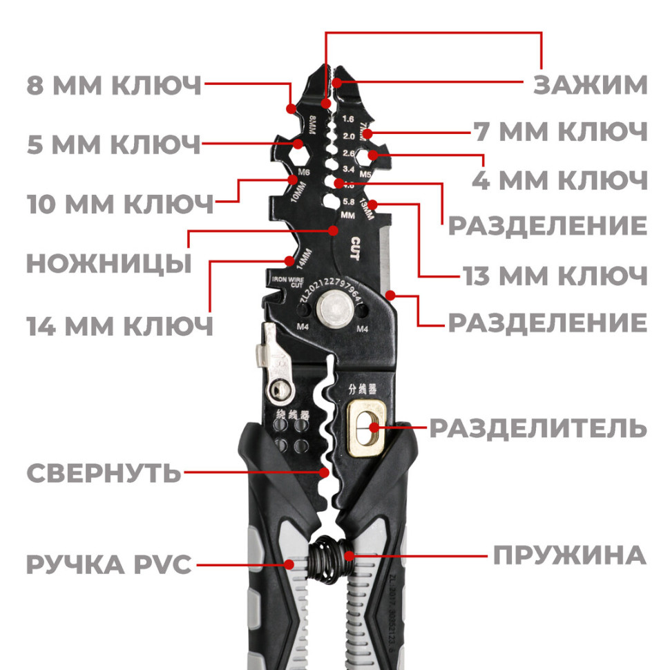 Многофункциональные плоскогубцы Boomshakalaka, 25 в 1, кримпер для опрессовки, стриппер, кабелерез