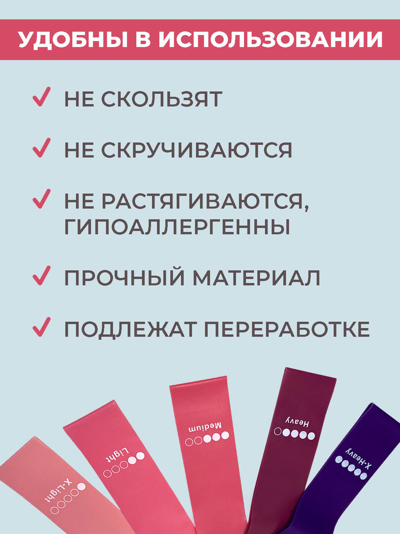 Фитнес резинки тканевые, набор из 3 шт.+мешочек,38 х 8см, эспандеры для йоги/эспандер тканевый