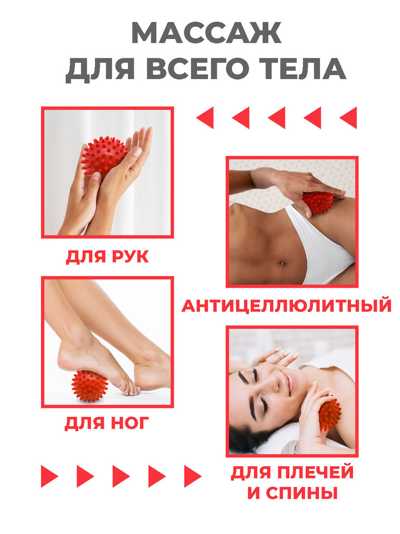 Мяч массажный с шипами, мячик для МФР, самомассаж рук, ног, диаметр 6,8 см., цвет фиолетовый