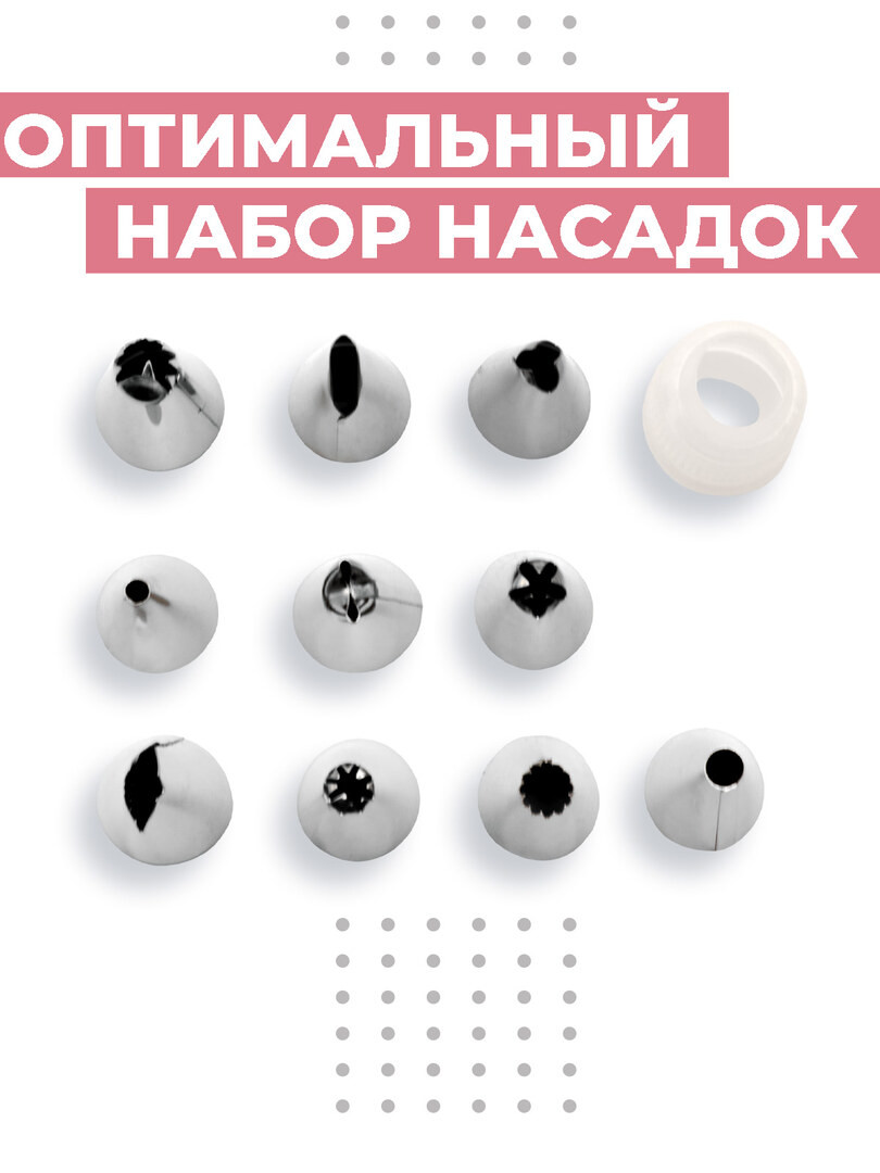 Кондитерский мешок Boomshakalaka с насадками, многоразовый, силиконовый, для крема, выпечки и украшения тортов, десертов, пирожных и сладостей, 10 насадок в комплекте