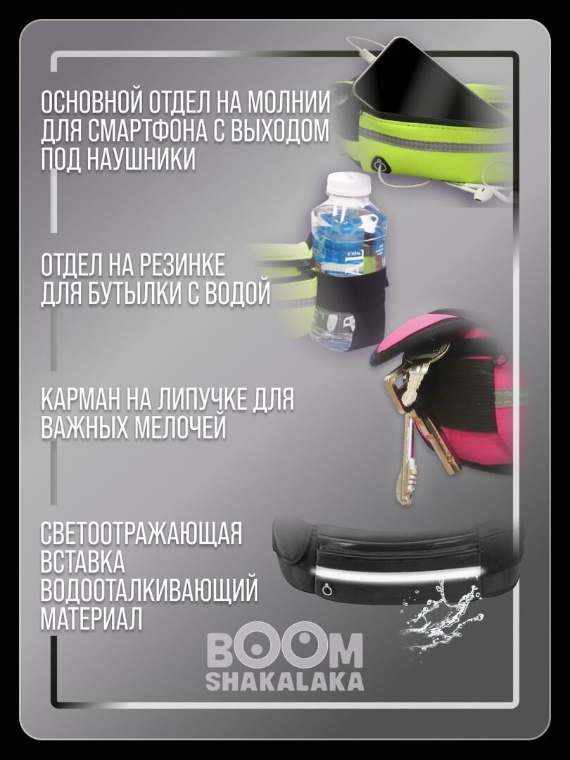 Сумка поясная для бега, водоотталкивающая, желто-зеленая