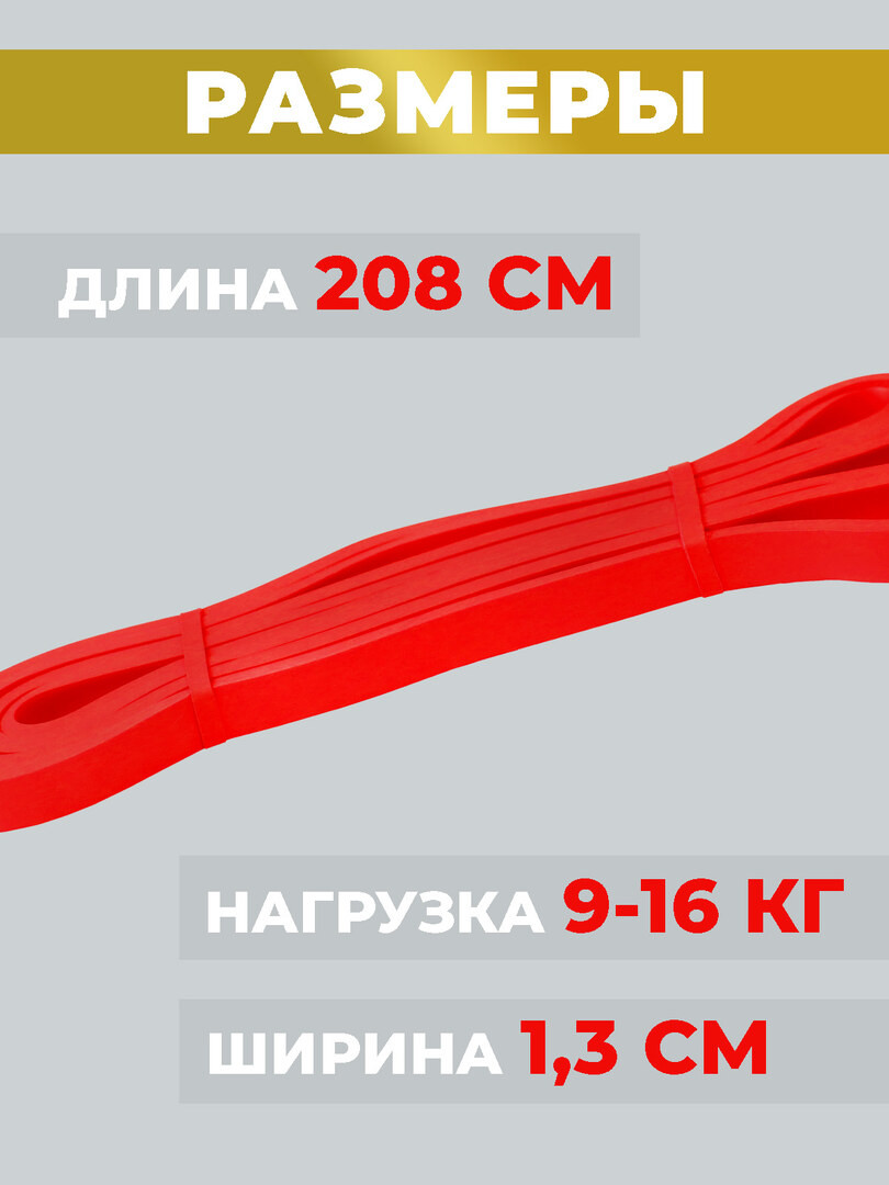 Резинка для фитнеса, жгут для тренировок, эспандер ленточный, резинка для турника нагрузка 9-16 кг, красная