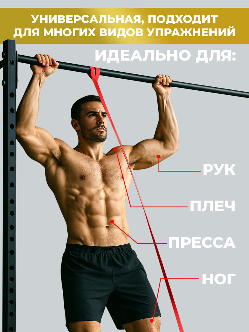 Резинка для фитнеса, жгут для тренировок, эспандер ленточный, резинка для турника нагрузка 9-16 кг, красная