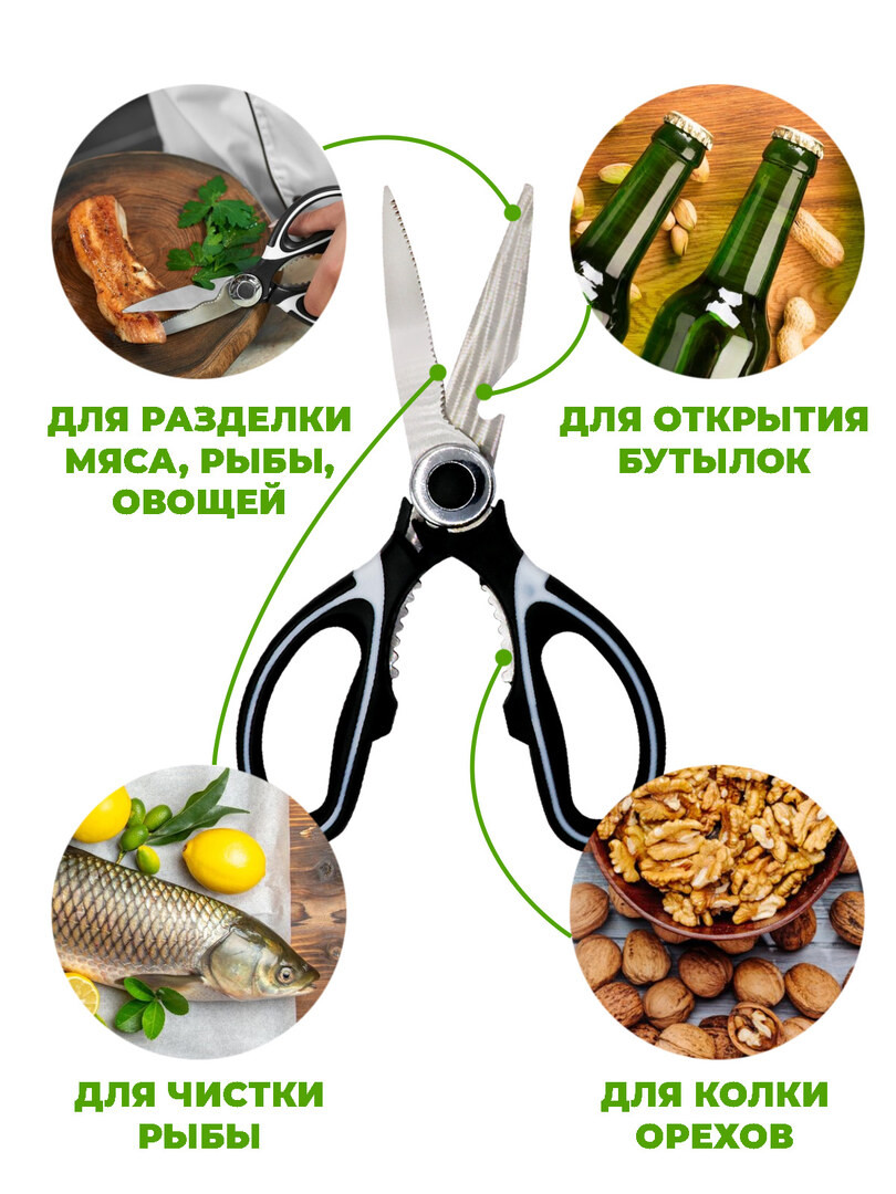Ножницы кухонные Boomshakalaka, универсальные, для рыбы, птицы, зелени
