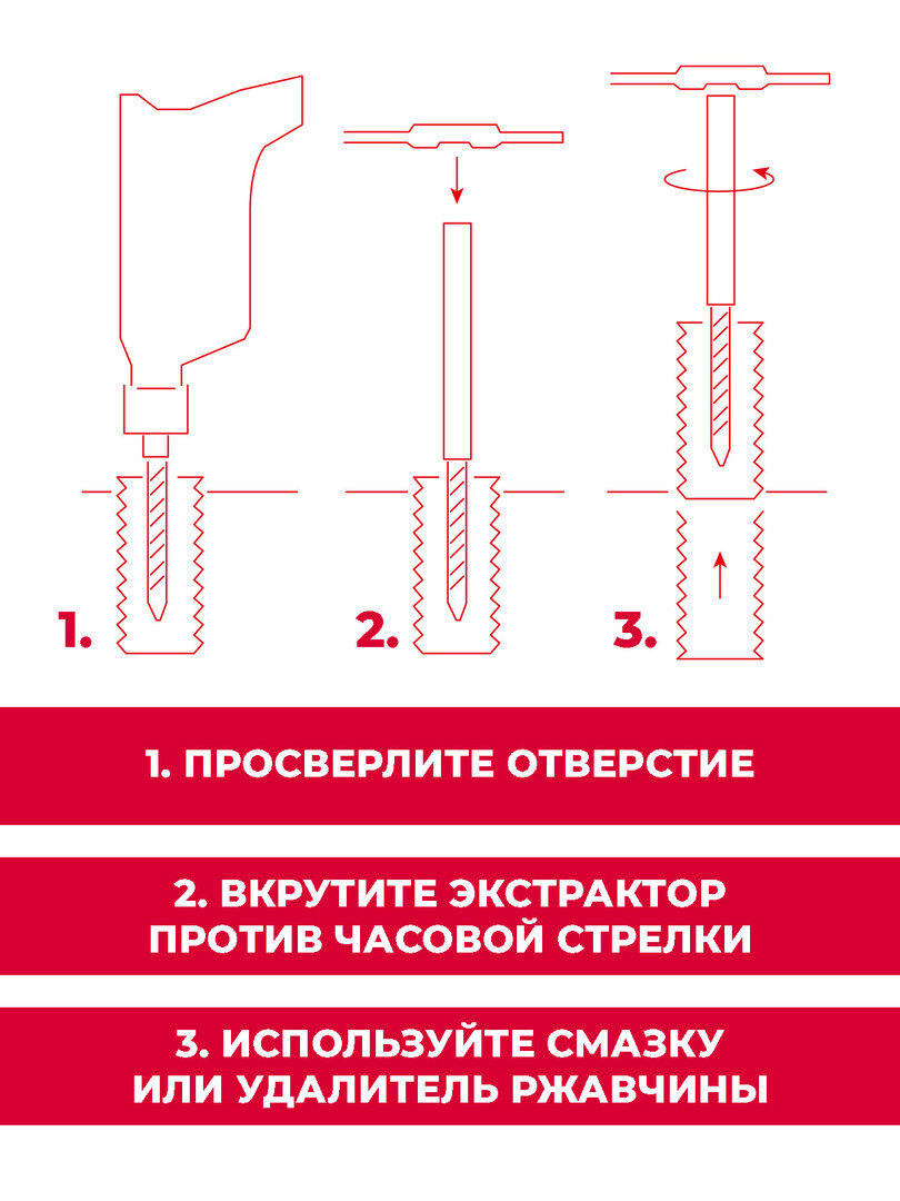 Набор экстракторов Boomshakalaka, для извлечения сорванных шурупов , саморезов , болтов, 6 предметов