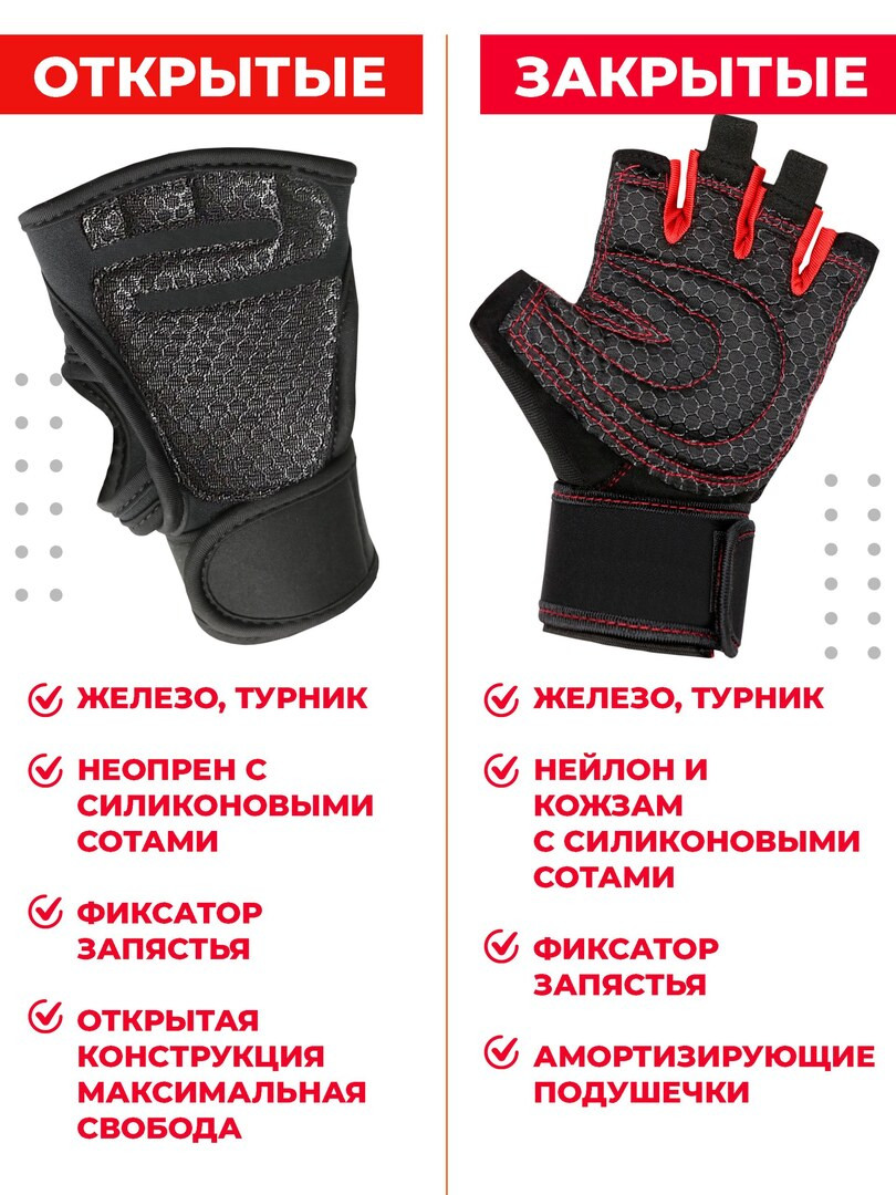 Перчатки для фитнеса, перчатки без пальцев, для турника и силовых, L, обхват 200-220 мм.