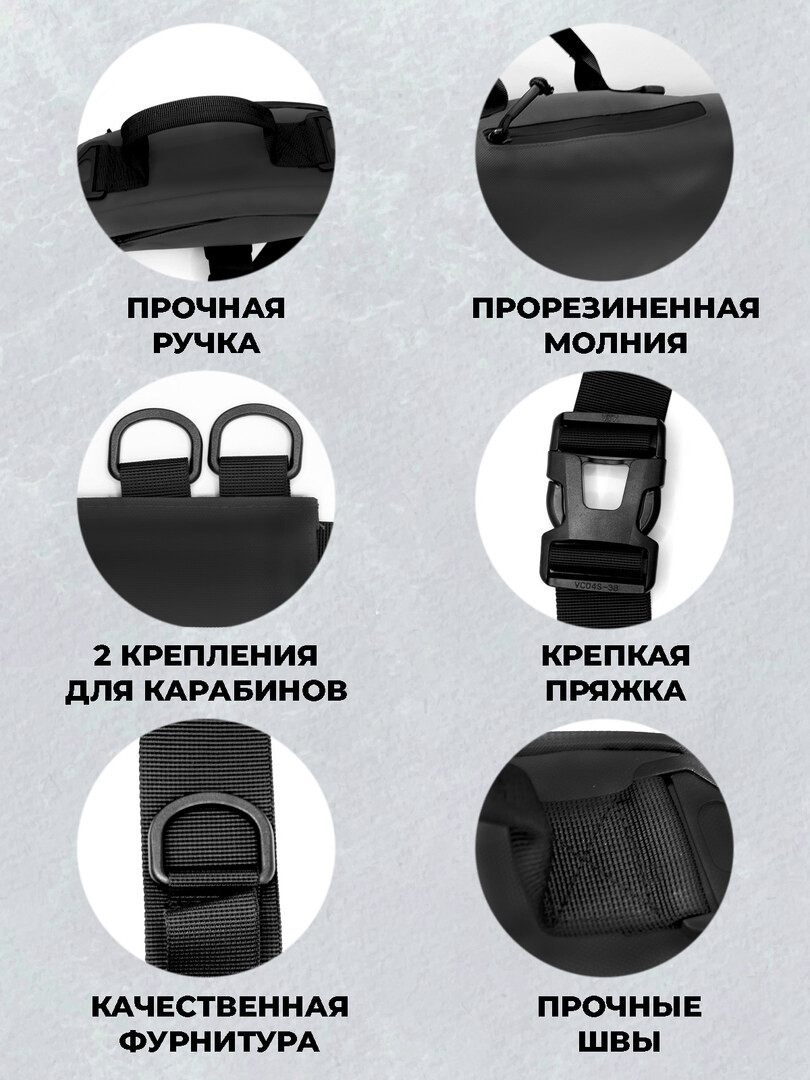 Сумка спортивная поясная, водоотталкивающая, черная