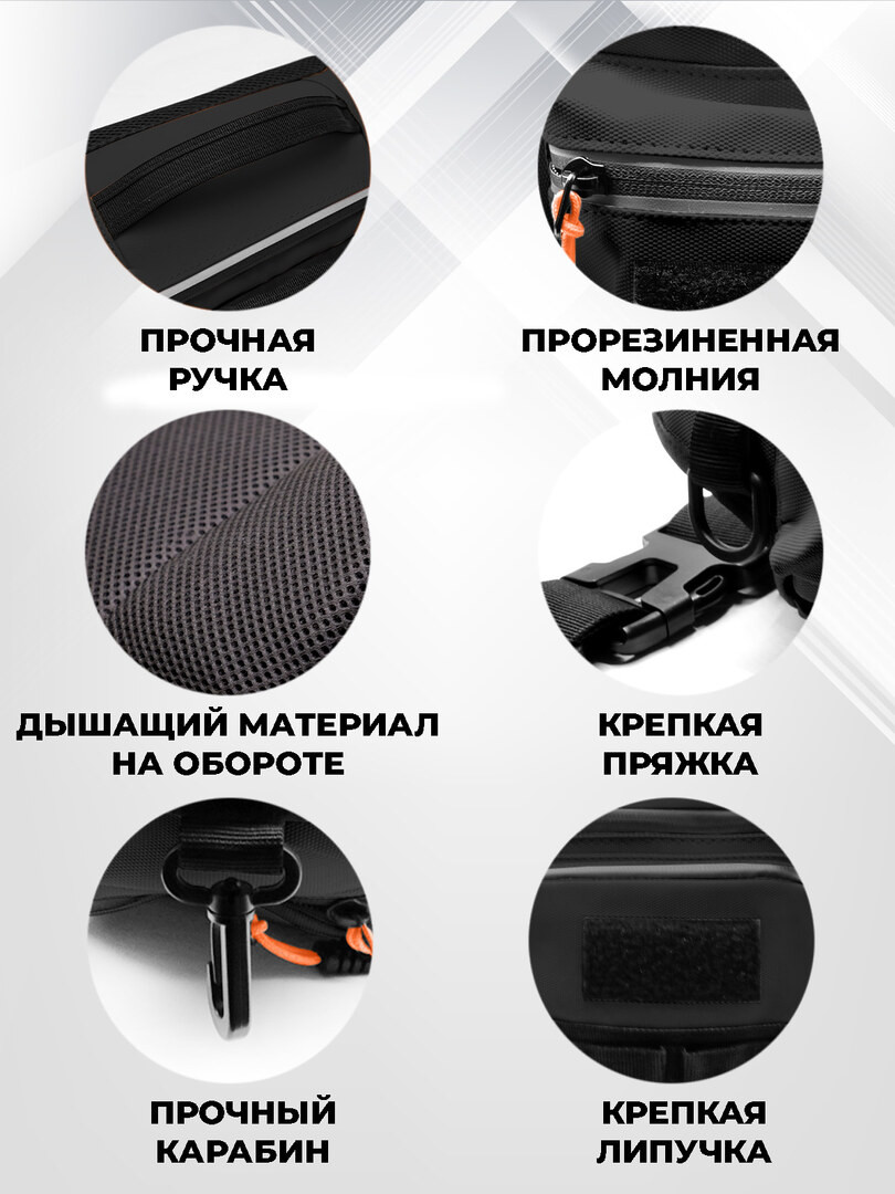 Сумка поясная, для спорта/рыбалки/путешествий, черная