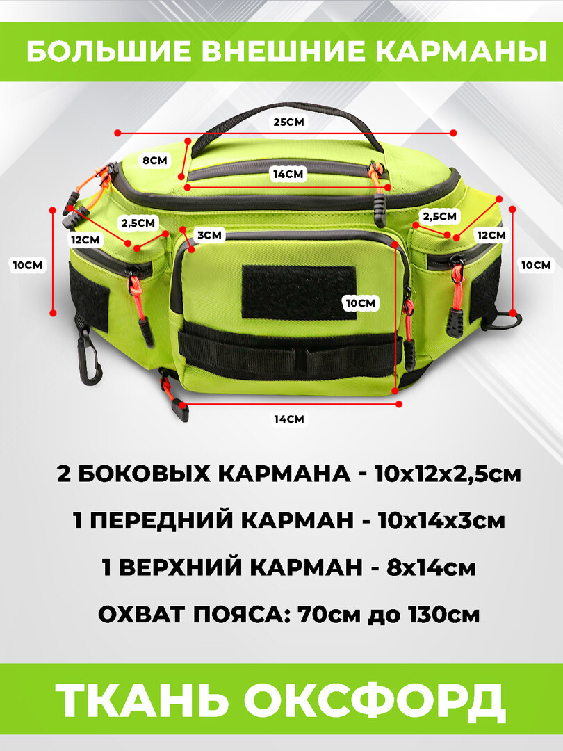 Сумка поясная, для спорта/рыбалки/путешествий, черная