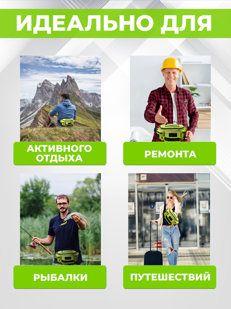 Сумка поясная, для спорта/рыбалки/путешествий, черная